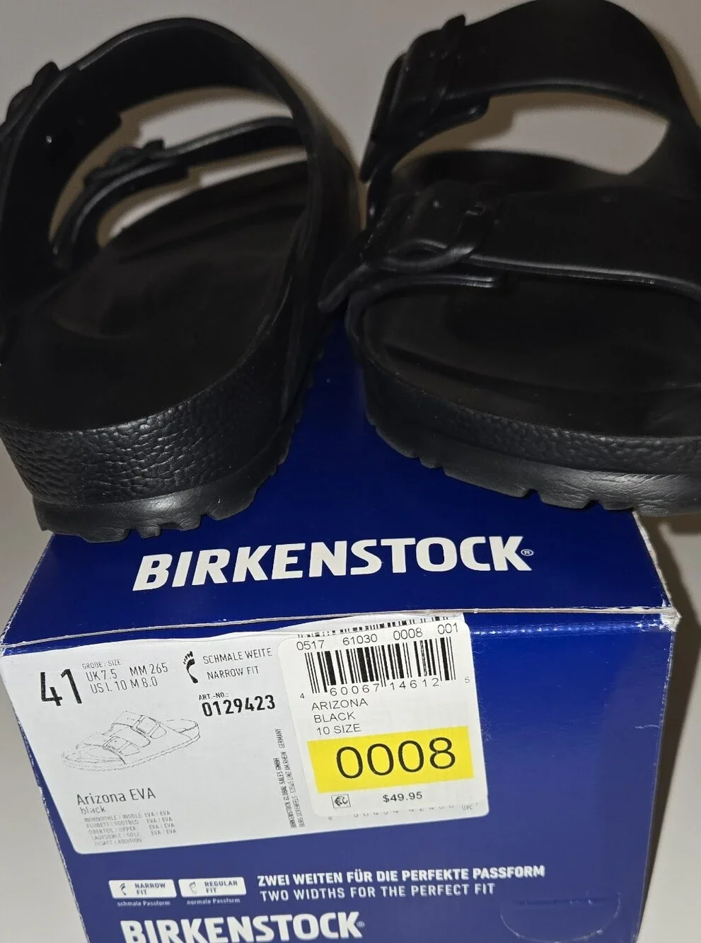 Birkenstock Black Arizona EVA Two-Strap Sandals for Men - Matte Finish